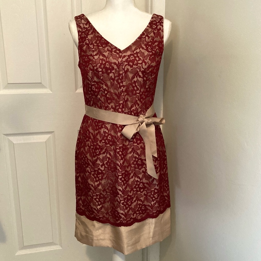 THE LIMITED Maroon Dress with Ribbon Belt